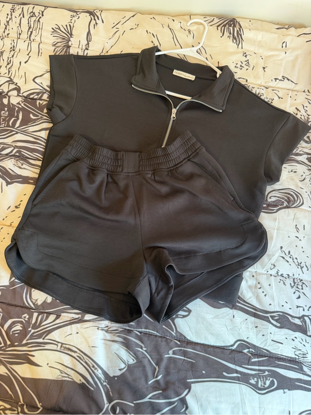Zenana Black Two-Piece Shorts Set
